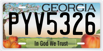 GA license plate PYV5326