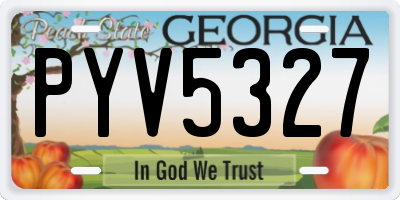 GA license plate PYV5327