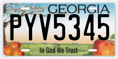 GA license plate PYV5345
