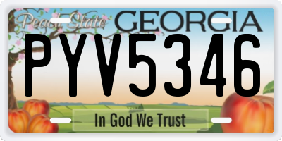 GA license plate PYV5346
