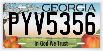 GA license plate PYV5356