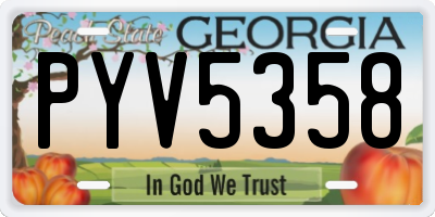 GA license plate PYV5358