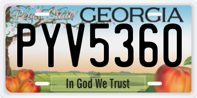 GA license plate PYV5360