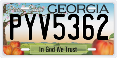 GA license plate PYV5362