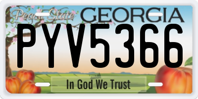 GA license plate PYV5366
