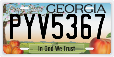 GA license plate PYV5367