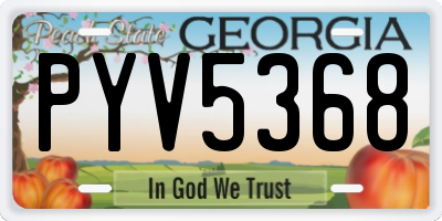 GA license plate PYV5368