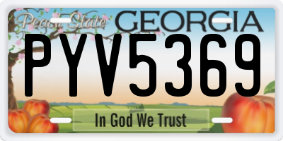 GA license plate PYV5369