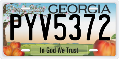 GA license plate PYV5372