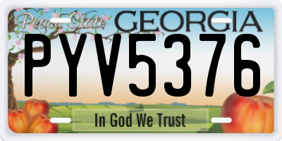 GA license plate PYV5376