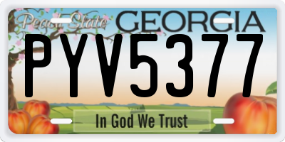 GA license plate PYV5377