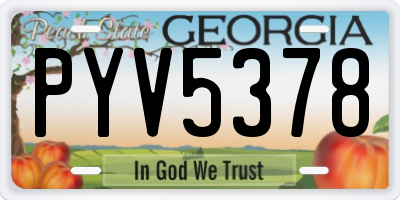 GA license plate PYV5378