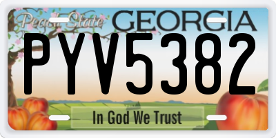 GA license plate PYV5382