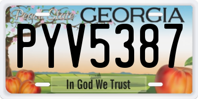GA license plate PYV5387