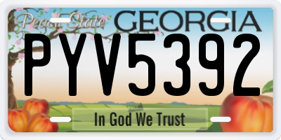 GA license plate PYV5392