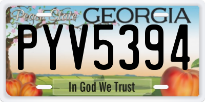 GA license plate PYV5394