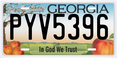GA license plate PYV5396