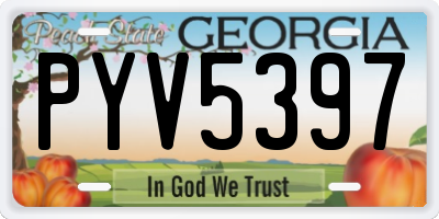 GA license plate PYV5397