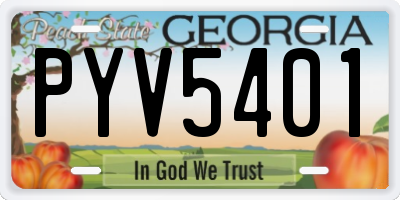 GA license plate PYV5401