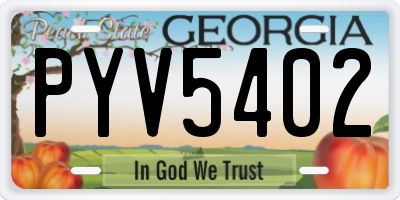 GA license plate PYV5402