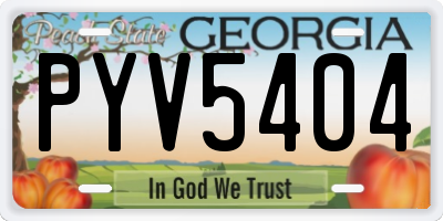 GA license plate PYV5404