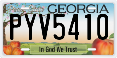 GA license plate PYV5410