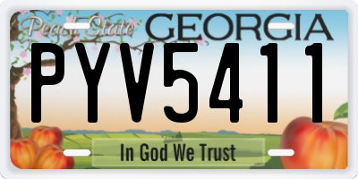 GA license plate PYV5411