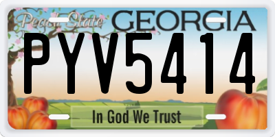 GA license plate PYV5414
