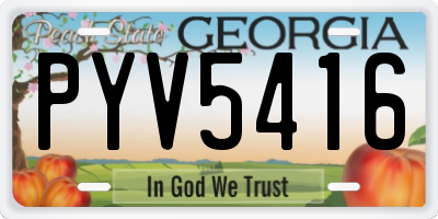 GA license plate PYV5416