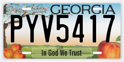 GA license plate PYV5417