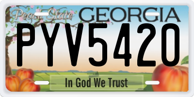 GA license plate PYV5420