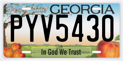 GA license plate PYV5430