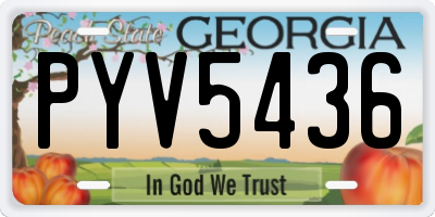GA license plate PYV5436