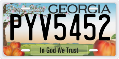GA license plate PYV5452