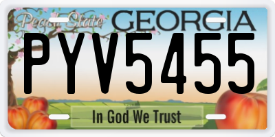 GA license plate PYV5455