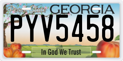 GA license plate PYV5458