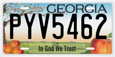 GA license plate PYV5462
