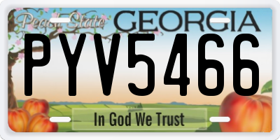 GA license plate PYV5466
