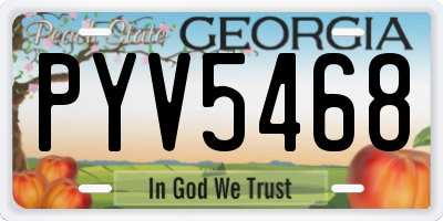 GA license plate PYV5468