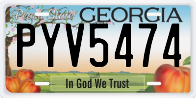 GA license plate PYV5474