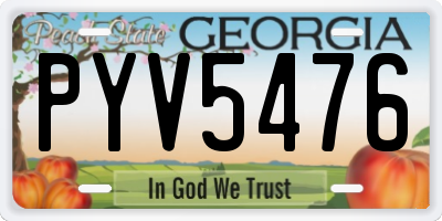 GA license plate PYV5476