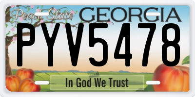 GA license plate PYV5478