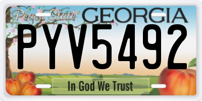 GA license plate PYV5492
