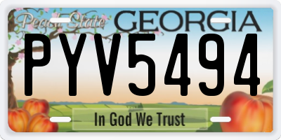 GA license plate PYV5494