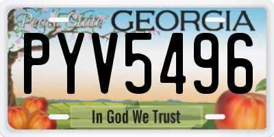 GA license plate PYV5496