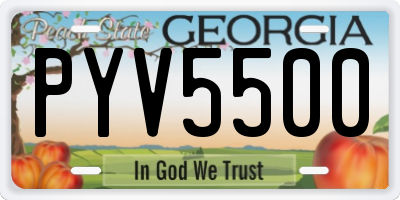 GA license plate PYV5500
