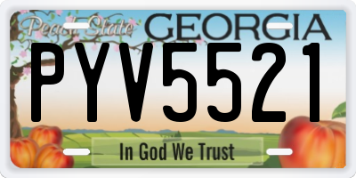 GA license plate PYV5521