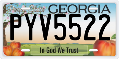 GA license plate PYV5522