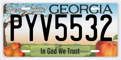 GA license plate PYV5532