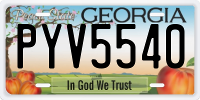 GA license plate PYV5540